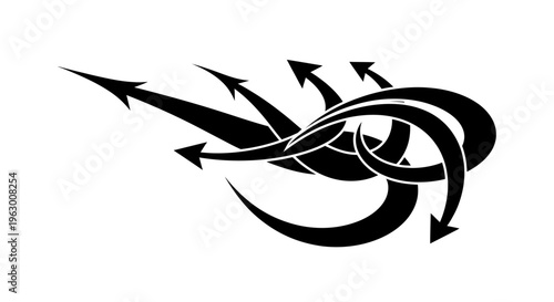 Abstract Black Arrow Swirl Design Element.