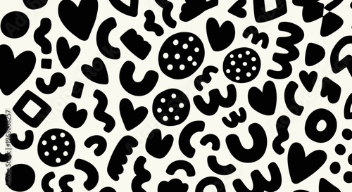 Abstract Black and White Organic Shapes Pattern.