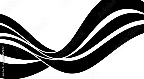 Abstract Black and White Flowing Waves Design.