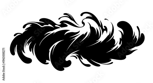 Abstract Black Swirl Dynamic Motion Graphic Element.