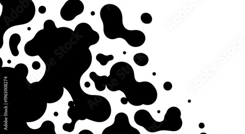 Abstract Black Ink Splatter Organic Shapes Flowing.