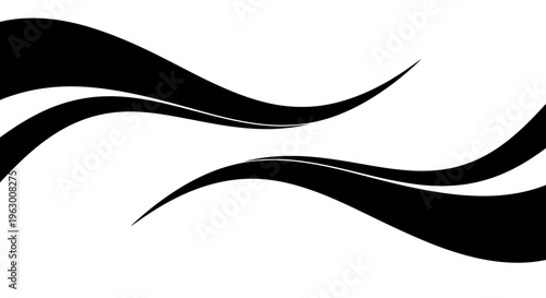 Abstract Black Swirls on White Background.