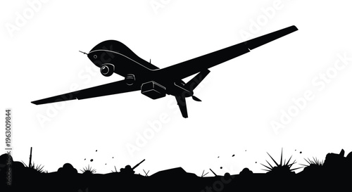 Drone flying low over a rocky terrain landscape