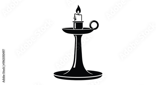 Elegant black candelabra with a lit candle a striking silhouette