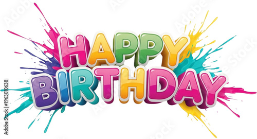 Professional Happy Birthday Color Splash Vector Design