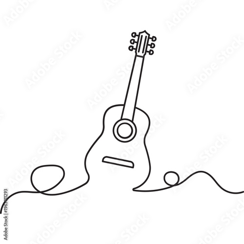 Minimalist Guitar Line Art