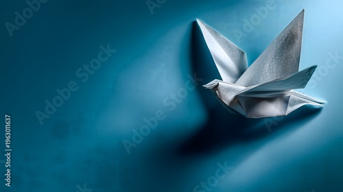 Wallpaper Mural Minimal dove origami on blue surface Torontodigital.ca