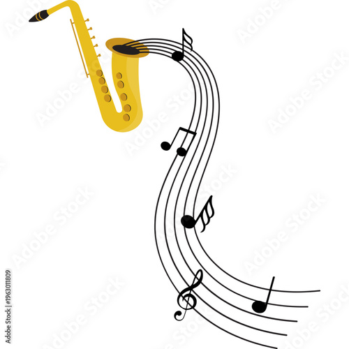 Saxophone Music Notes Flow
