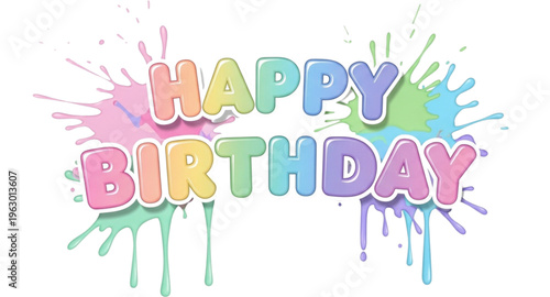 Happy Birthday Cute Bubble Typography for Kids