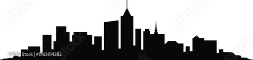 City skyline silhouette with tall buildings and skyscrapers