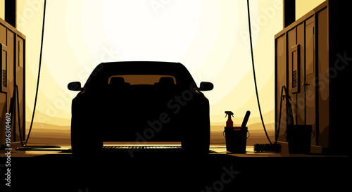 Silhouette of a parked sports car.