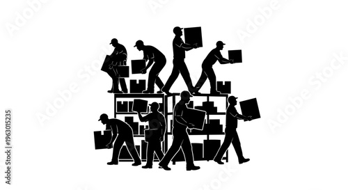 Silhouette of people working together.