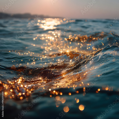 Tranquil Sunset Over Sparkling Ocean Waves Ideal for Travel and Relaxation Designs