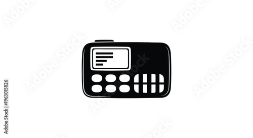 A black retro handheld game console with a screen a distinct silhouette