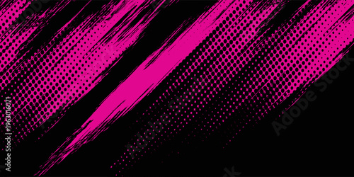 Abstract pink grunge patterns on dark background banner design. Vector illustration.