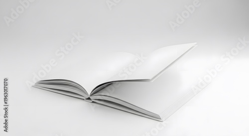 Open Blank Paperback Book or Magazine Mockup on White Background