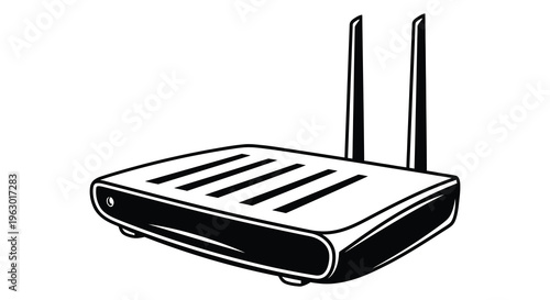 Modern wireless router illustration in a striking black silhouette