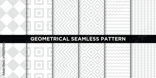 Minimal Seamless Geometric Pattern Collection set in Light Grey Background