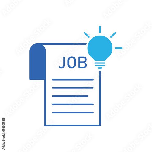 icon a job creation with light bulb idea on a recruitment document, isolated against a clean background.