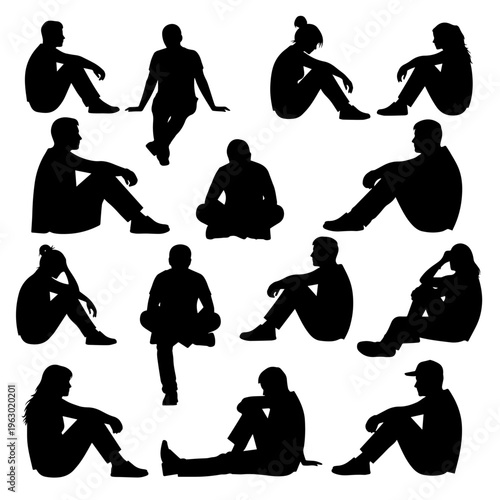 yoga silhouettes set