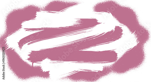 Pink painted abstract frame with brush strokes on white background. grunge, messy, artistic design element with spray paint texture, paint stroke
