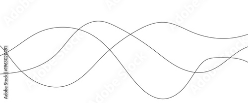 Vector curve wave seamless pattern background. Abstract thin black and white wavy lines background.