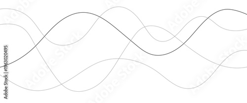 Curved black long lines seamless wave pattern. Thin line wavy abstract vector background. Wavy line horizontal divider wavy pattern. Curve line art striped. Abstract wave elements. Vector illustration