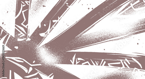 Geometric abstract background with converging lines and grunge texture, radial pattern in brown and white, conveying perspective and motion, abstract art