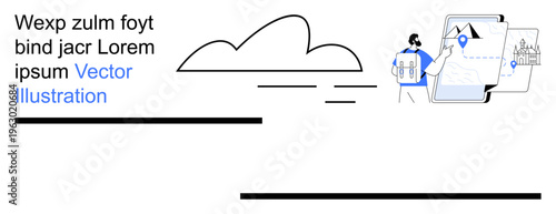 Navigation systems, travel planning, map interfaces, location services, GPS functionality, outdoor exploration. Man interacting with mobile map interface displaying landmarks and directions