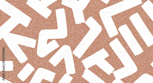 Abstract geometric pattern in white on a textured brown background, modern art style with a rough, handcrafted feel for design, graphic resource