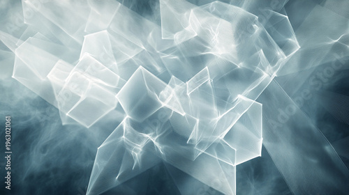 Abstract Geometric Forms with Ethereal Light, Digital Art Background