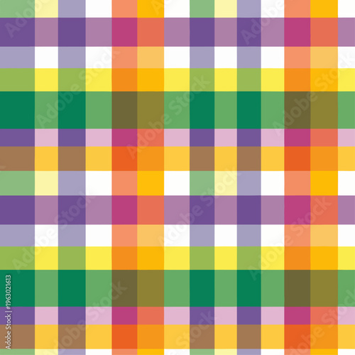 Bright Geometric Fabric Texture with Colorful Abstract Checkered Pattern Artwork