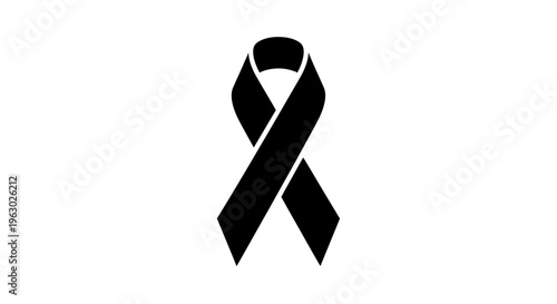 Black Awareness Ribbon Symbol of Mourning and Support.