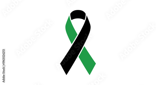 Black and Green Awareness Ribbon Symbol.