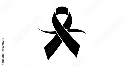 Black Ribbon Symbol of Mourning and Remembrance.
