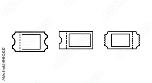 Three event tickets displayed in a simple graphic silhouette