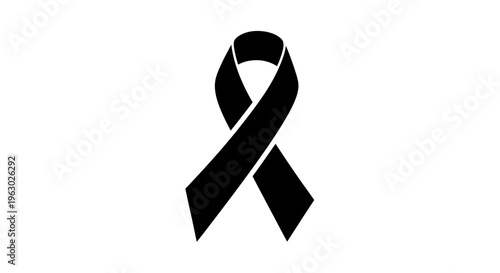 Black ribbon symbol of mourning and remembrance.