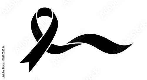 Black ribbon symbol of mourning and remembrance.
