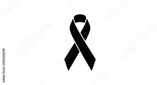 Black ribbon symbol of mourning and remembrance.