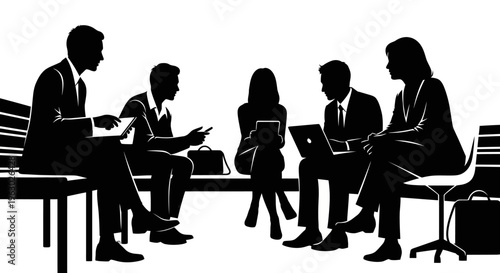 Business Meeting Silhouettes of Professionals Collaborating.