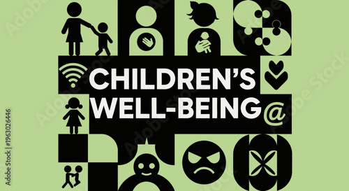 Childrens Well Being Digital Age Icons.