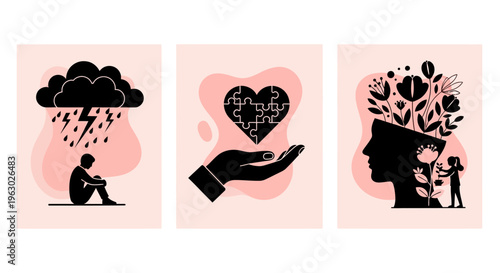 Mental Health Awareness and Support Illustrations.