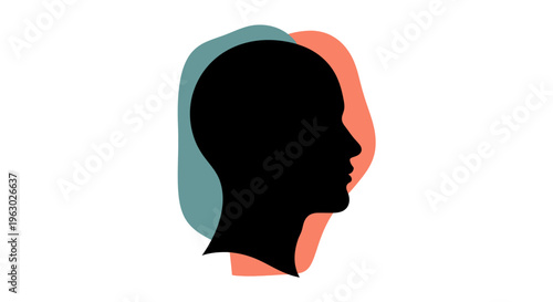 Silhouette of a human head with layered translucent profiles.