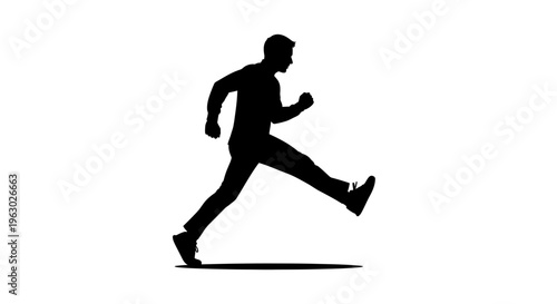 Silhouette of a man running and jumping over an obstacle.