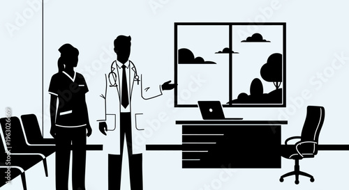 Doctor and Nurse in Medical Office Setting.