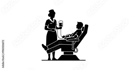 Nurse Attends Patient During Blood Donation Procedure.