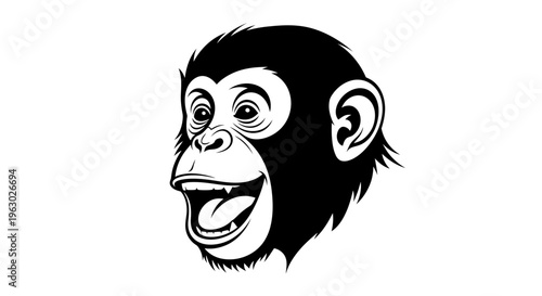 Close-up illustration of a happy chimpanzee face.