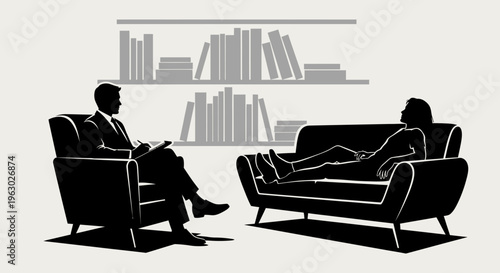 Psychologist session with patient on couch.