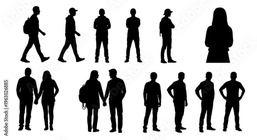 Collection of Diverse Human Silhouettes in Various Poses.