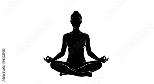Silhouette of a person meditating in a lotus pose.